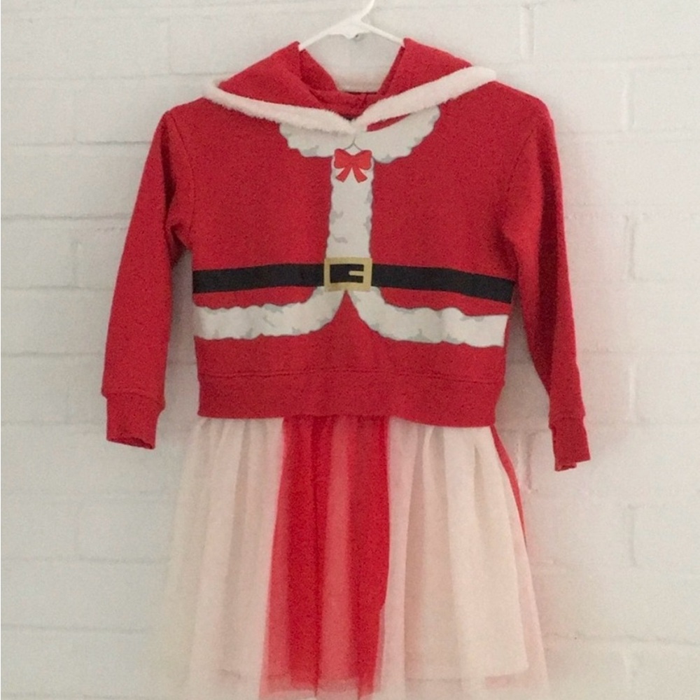 Girls Holiday Sweater Hooded Sweathirt Tulle Christmas Dress Size 6x